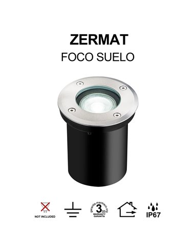 ZERMAT GU10 Einbau-Bodenstrahler, Edelstahl, IP67, Ø108mm, GU10 (nicht im Lieferumfang enthalten)