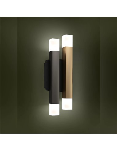 Luminária de parede LED para prateleiras, preta, cinza e marrom, 13,2 W, 1360 lm, 3000 K, IP20, 310 mm