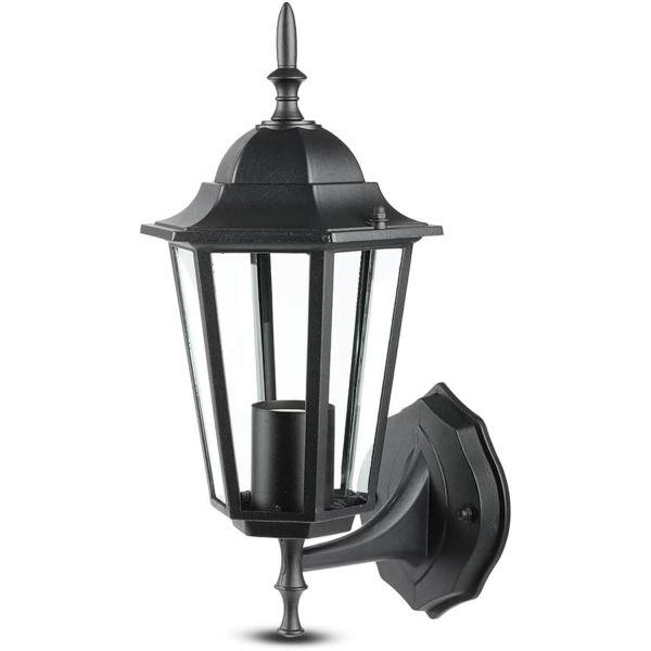 Luminária de parede externa rústica em alumínio E27 preta | LeonLeds