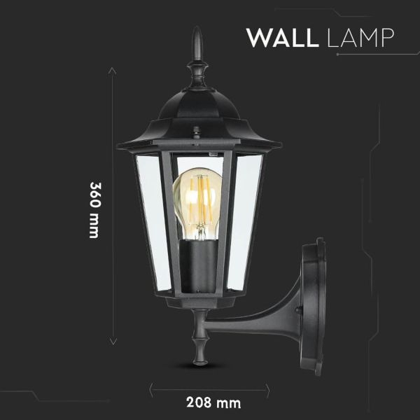 Medidas Aplique Exterior Negro E27 de Aluminio rustico | LeonLeds