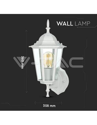 Dimensions de l'applique murale extérieure en aluminium blanc E27 | Style industriel IP44 V-TAC 7067