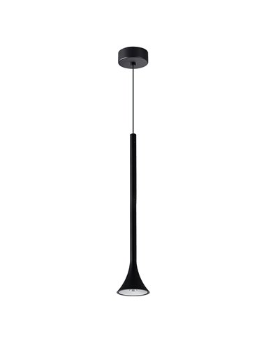 PAROS LED-Pendelleuchte, schwarz, konische Glockenform, 5 W, 3000 K, 35°, Ø 80 x 400 mm