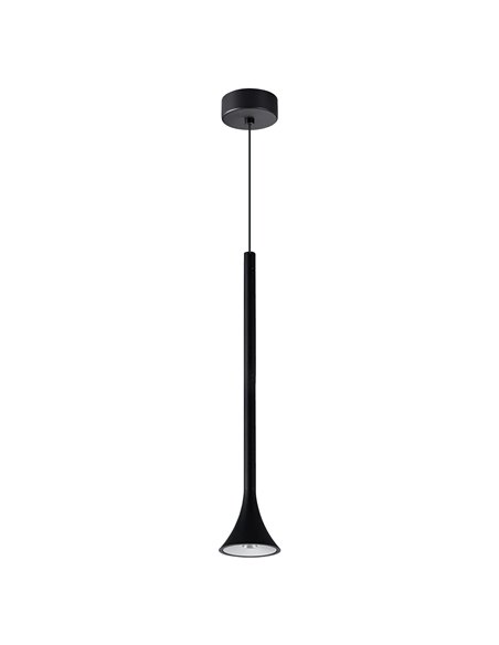 PAROS LED-Pendelleuchte, schwarz, konische Glockenform, 5 W, 3000 K, 35°, Ø 80 x 400 mm
