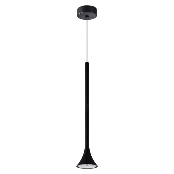 Lámpara colgante LED negro PAROS en forma de campana cónica 5W 3000K 35º Ø80x400mm