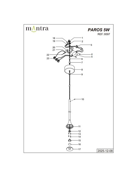 Luminária pendente PAROS LED, preta, formato cônico, 5W, 3000K, 35º, Ø80x400mm