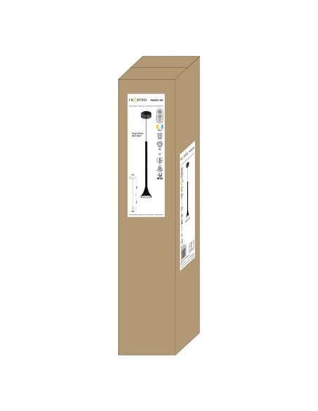 Lámpara colgante LED negro PAROS en forma de campana cónica 5W 3000K 35º Ø80x400mm