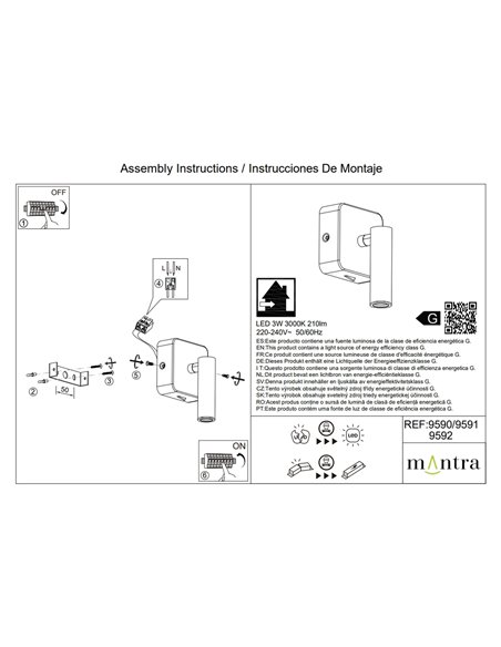 POPA 3W 3000K 210lm Quadratische LED-Leseleuchte, verstellbar, Weiß, Schwarz oder Gebürstetes Gold, 45°