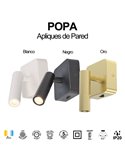 POPA 3W 3000K 210lm Quadratische LED-Leseleuchte, verstellbar, Weiß, Schwarz oder Gebürstetes Gold, 45°