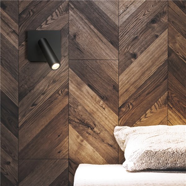 Luminária de leitura LED quadrada POPA 3W 3000K 210lm, ajustável, branca, preta ou dourada escovada, 45°