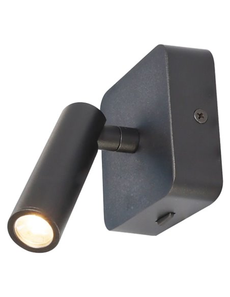 Lampe de lecture LED carrée POPA 3W 3000K 210lm, orientable, blanche, noire ou or brossé, 45°