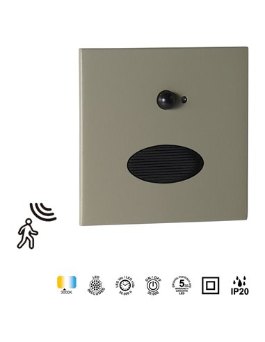 PROA SENSOR LED 3W 3000K 180lm Luminária de embutir para parede, branca, preta ou verde acinzentada