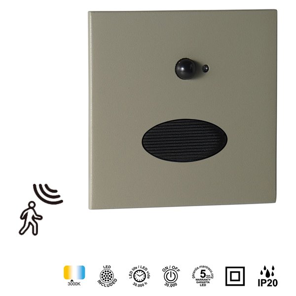 PROA SENSOR LED 3W 3000K 180lm Applique murale encastrée, blanc, noir ou gris-vert