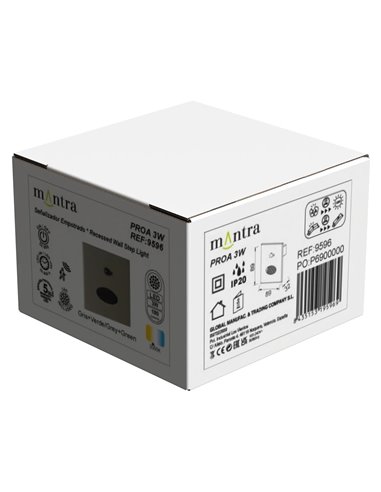PROA LED-Einbauleuchte 3W 3000K 180lm, Weiß, Schwarz oder Graugrün