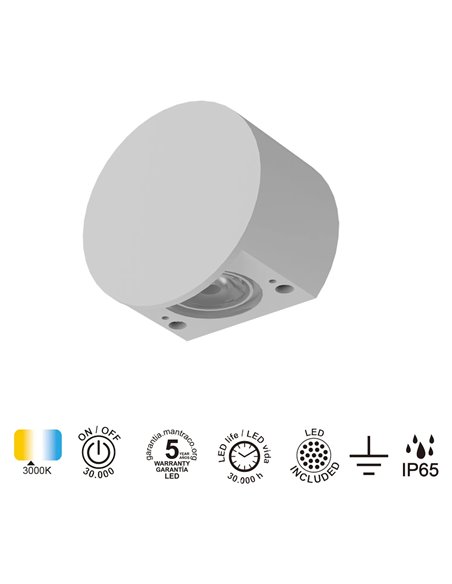 Bañador de Pared SHELLA Redondo/Cuadrado Blanco/Negro 3W 3000K 180lm IP65