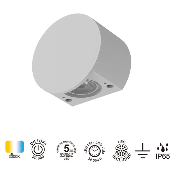 Refletor de parede redondo/quadrado SHELLA branco/preto 3W 3000K 180lm IP65