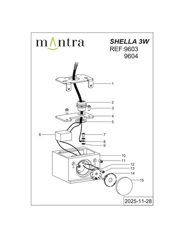 Refletor de parede redondo/quadrado SHELLA branco/preto 3W 3000K 180lm IP65