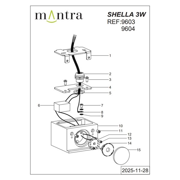 SHELLA Wandfluter, rund/quadratisch, weiß/schwarz, 3 W, 3000 K, 180 lm, IP65