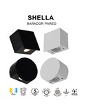 SHELLA Applique murale ronde/carrée blanche/noire 3W 3000K 180lm IP65