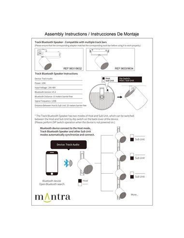 Caixa de som Bluetooth SPEAK de 10 W para trilho trifásico, branca/preta, Bluetooth 5.4, 12 dB