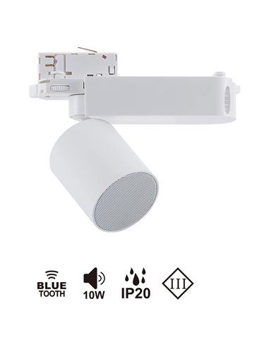 Altavoz Bluetooth para Carril Trifásico SPEAK Blanco/Negro 10W Bluetooth 5.4, 12Db