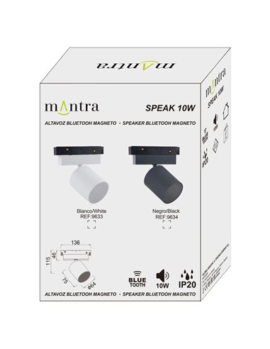 Enceinte Bluetooth magnétique SPEAK MAGNETO, blanc/noir, 10 W, Bluetooth 5.4, 48 V, 12 dB