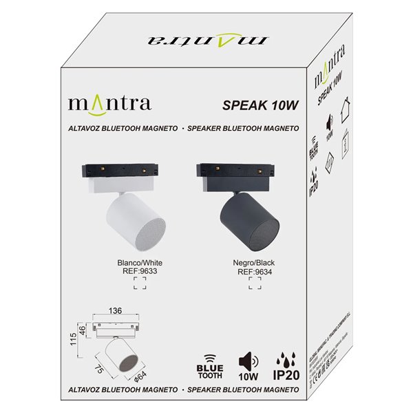 Enceinte Bluetooth magnétique SPEAK MAGNETO, blanc/noir, 10 W, Bluetooth 5.4, 48 V, 12 dB