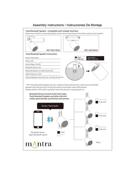 Altavoz Bluetooth para Carril Magnético SPEAK MAGNETO Blanco/Negro 10W Bluetooth 5.4 48V, 12Db