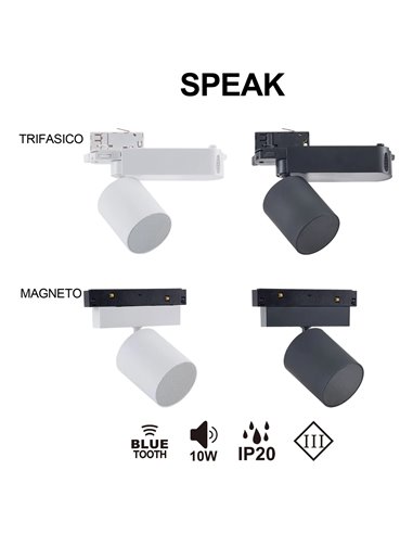 Caixa de Som Bluetooth SPEAK MAGNETO com Trilho Magnético, Branca/Preta, 10W, Bluetooth 5.4, 48V, 12dB