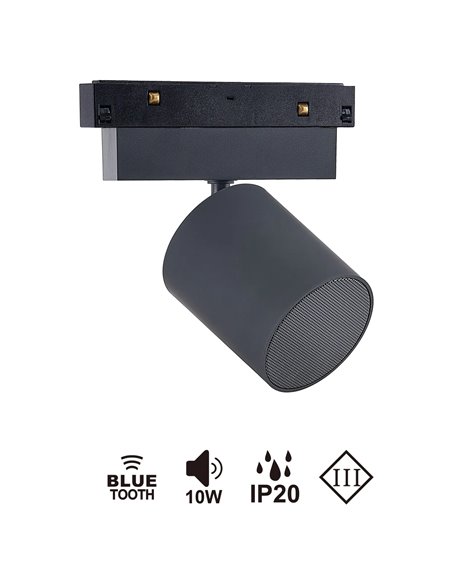 Caixa de Som Bluetooth SPEAK MAGNETO com Trilho Magnético, Branca/Preta, 10W, Bluetooth 5.4, 48V, 12dB