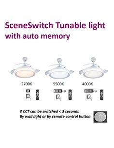 Ventoinha de teto BLISS Gold LED 28W+35W CCT 2700-6500K 4000lm Ø106cm Motor DC silencioso Controle remoto RF 2