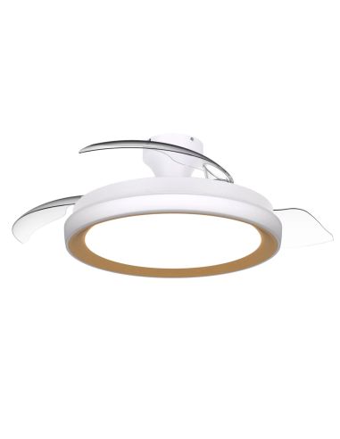 Ventilateur de plafond LED BLISS Gold 28W+35W, température de couleur 2700-6500K, flux lumineux 4000lm, diamètre 106 cm, moteur 