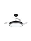 EVO LED- Lüfter in Schwarz mit einziehbaren Flügeln, 72 W, 7920 lm Farbtemperatur, dimmbar, Smart-TV