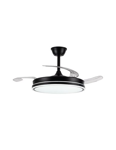 Ventilateur de plafond EVO noir à LED avec pales rétractables, 72 W, 7 920 lm, température de couleur variable, intelligent