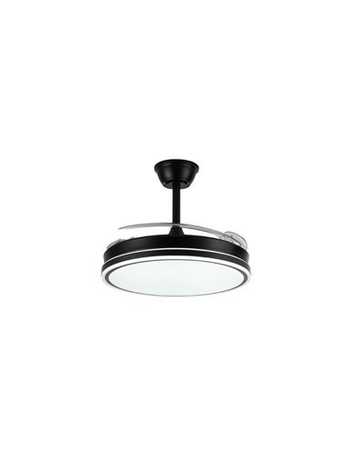 Ventilateur de plafond EVO noir à LED avec pales rétractables, 72 W, 7 920 lm, température de couleur variable, intelligent