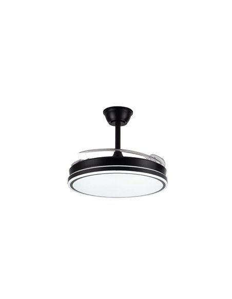 Ventilateur de plafond EVO noir à LED avec pales rétractables, 72 W, 7 920 lm, température de couleur variable, intelligent