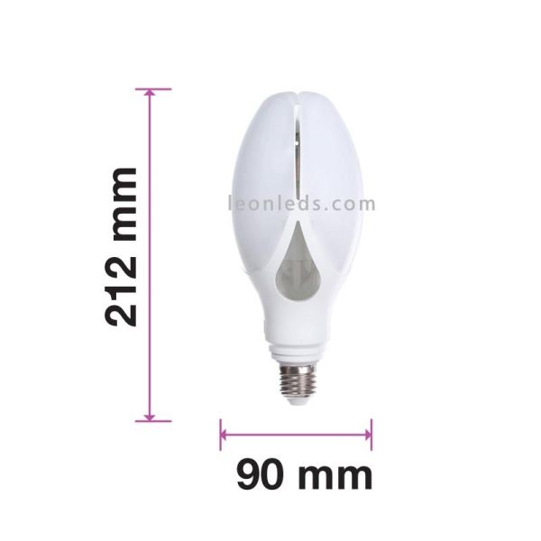 Dimensiones Bombilla LED E27 potente | Vtac Pro 285 | Bombilla LED potente | LeonLeds Iluminación
