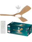 Ventilateur de plafond OLAS LED 52" Blanc et Bois 132 cm LED 24 W + 35 W 2650 lm CCT Dimmable IP20