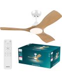 42" OLAS LED- Lüfter , Weiß und Holz, 106 cm, 24 W + 30 W LED, 2650 lm, Farbtemperatur, dimmbar, IP20