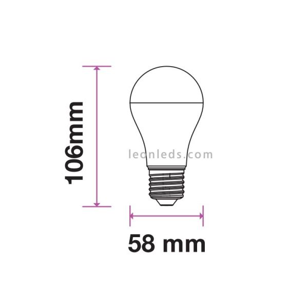 Dimensions Ampoule LED Vtac Pro 11W E27 A60 | Éclairage LED LeonLeds