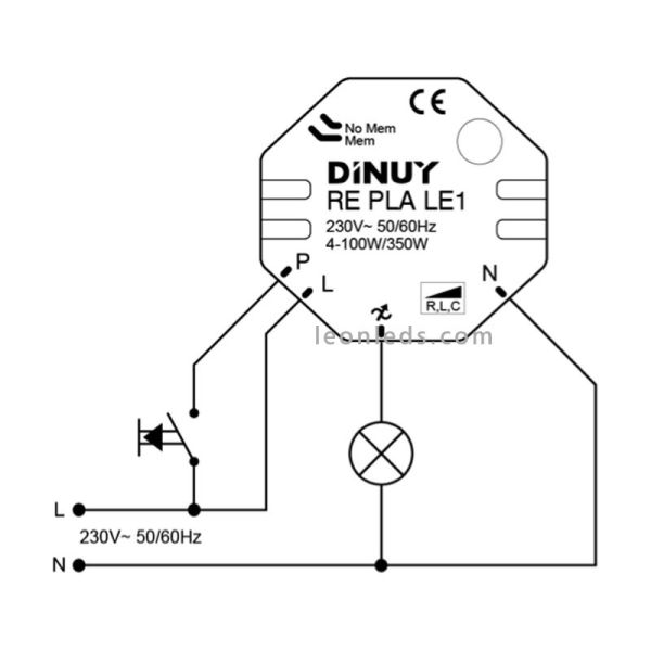 Esquema de instalación Re Pla Le1 Dinuy | Instalación regulador Lámparas LED | LeonLeds Iluminación