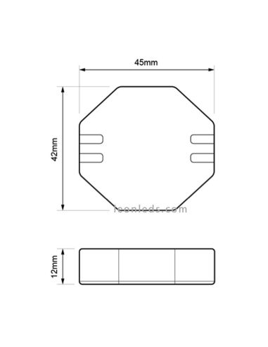 Dimensiones Replale1 Dinuy | Medidas de regulador de pastilla para Lámparas LED | LeonLeds Iluminación