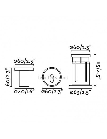 3W 3000K Noir Dang Encastré Extérieur LED Balise par Faro | Balise de jardin LED encastrable | Éclairage LeonLeds