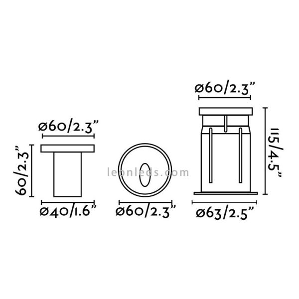 3W 3000K Noir Dang Encastré Extérieur LED Balise par Faro | Balise de jardin LED encastrable | Éclairage LeonLeds