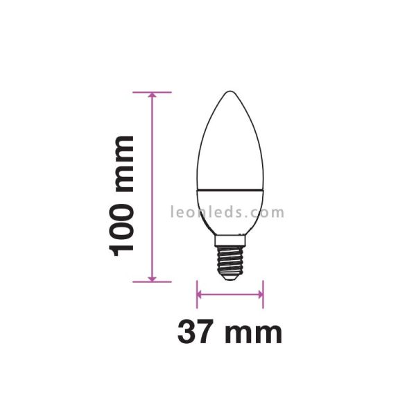 Bombilla LED E14 Vela 5.5W 6400K Luz Fría Vtac gama Pro Opaca | LeonLeds Iluminación LED
