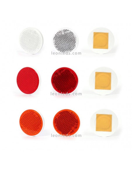 Catadioptricos redondos adhesivos Rojo Naranja y Blanco | LeonLeds Iluminación