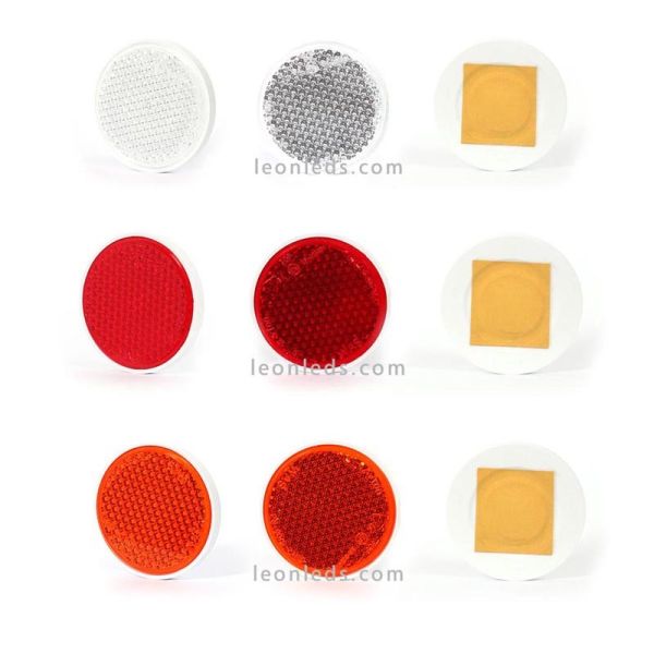 Catadioptricos redondos adhesivos Rojo Naranja y Blanco | LeonLeds Iluminación