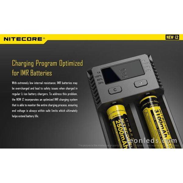 Cargador Nitecore I2 con indicador LED | Cargador de 2 Bahias para baterias 18650 26650 | LeonLeds Iluminación