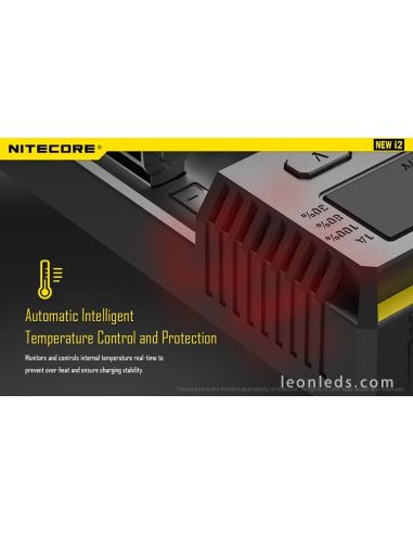 Chargeur Nitecore I2 avec indicateur LED | Chargeur 2 emplacements pour batteries 18650 et 26650 | Éclairage LeonLeds