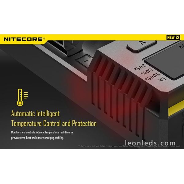 Cargador Nitecore I2 con indicador LED | Cargador de 2 Bahias para baterias 18650 26650 | LeonLeds Iluminación