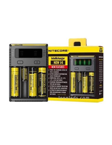Cargador Nitecore I4 para 4 baterias | Cargador 4 Bahias con indicador de carga | LeonLeds Iluminación